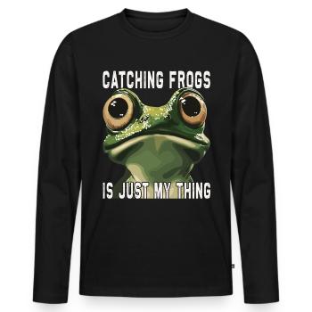 Frogs Catch Frog Hunter Frog Catcher - Men's Premium Organic Long Sleeve Shirt - black - Front - Nico (187cm)