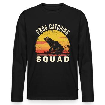 Frogs Catch Frog Hunter Frog Catcher - Men's Premium Organic Long Sleeve Shirt - black - Front - Nico (187cm)