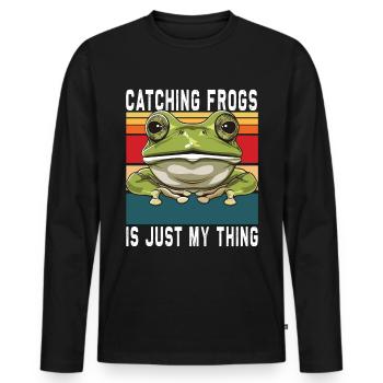 Frogs Catch Frog Hunter Frog Catcher - Men's Premium Organic Long Sleeve Shirt - black - Front - Nico (187cm)