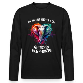 afAfrican Elephant Heart Line - Men's Premium Organic Long Sleeve Shirt - black - Front - Nico (187cm)