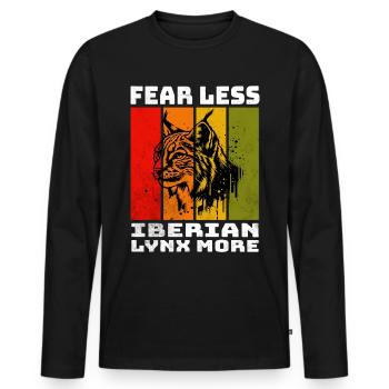 Lynx ibérique Iberischer Luchs - T-shirt manches longues Premium bio Homme - noir - Devant - Nico (187cm)