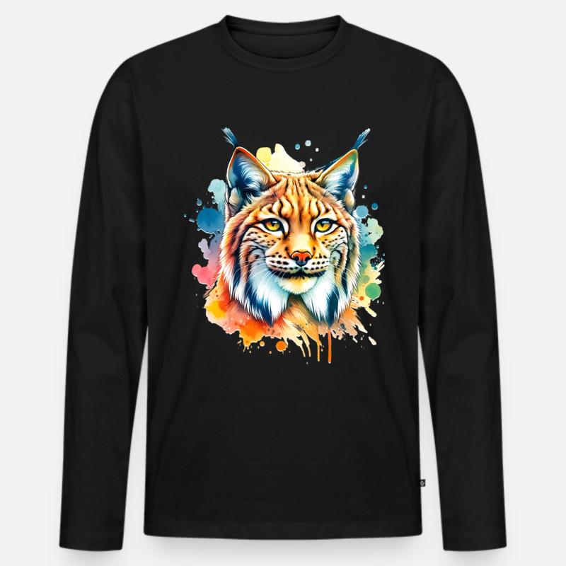 Iberischer Luchs - Männer Premium Bio Langarmshirt - Schwarz