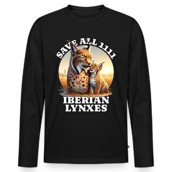 Lynx ibérique de la Sava - T-shirt manches longues Premium bio Homme - noir - Devant - Nico (187cm)
