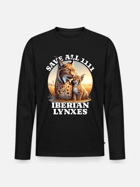 Save Iberischer Luchs - Männer Premium Bio Langarmshirt - Schwarz