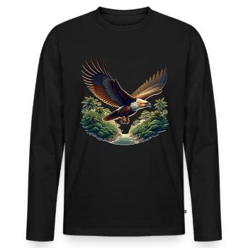 Monkey Eagle - Men's Premium Organic Long Sleeve Shirt - black - Front - Nico (187cm)
