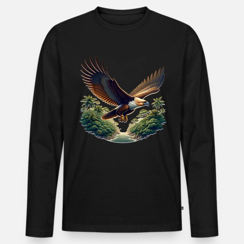 Monkey Eagle - Men's Premium Organic Long Sleeve Shirt - black