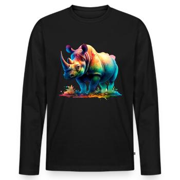 Rhino Nashorn - Männer Premium Bio Langarmshirt - Schwarz - Vorne - Nico (187cm)