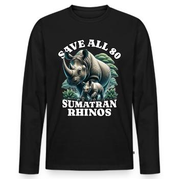 Save Rhino Nashorn - Männer Premium Bio Langarmshirt - Schwarz - Vorne - Nico (187cm)