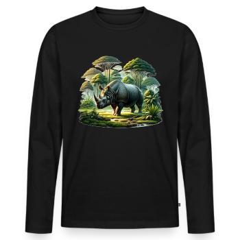 Rhino Nashorn - Männer Premium Bio Langarmshirt - Schwarz - Vorne - Nico (187cm)