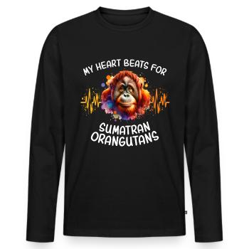 Orangutan Heartline - Men's Premium Organic Long Sleeve Shirt - black - Front - Nico (187cm)