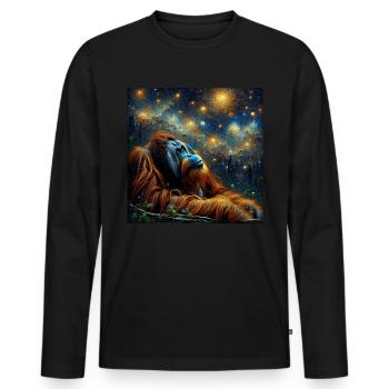 Orang Utan Starry Night Orangutan - Men's Premium Organic Long Sleeve Shirt - black - Front - Nico (187cm)