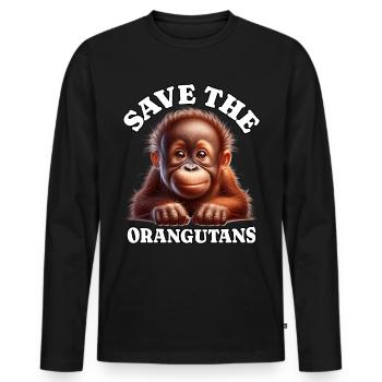 Orangutan - Men's Premium Organic Long Sleeve Shirt - black - Front - Nico (187cm)