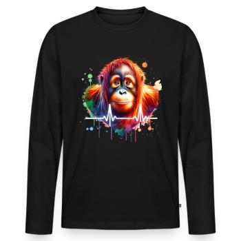 Orangutan ECG - Men's Premium Organic Long Sleeve Shirt - black - Front - Nico (187cm)