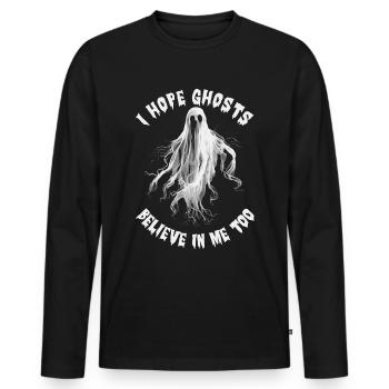 Appât fantôme Paranormal Chasseur de fantômes - T-shirt manches longues Premium bio Homme - noir - Devant - Nico (187cm)