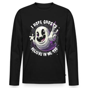 Appât fantôme Paranormal Chasseur de fantômes - T-shirt manches longues Premium bio Homme - noir - Devant - Nico (187cm)