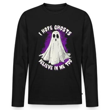 Appât fantôme Paranormal Chasseur de fantômes - T-shirt manches longues Premium bio Homme - noir - Devant - Nico (187cm)