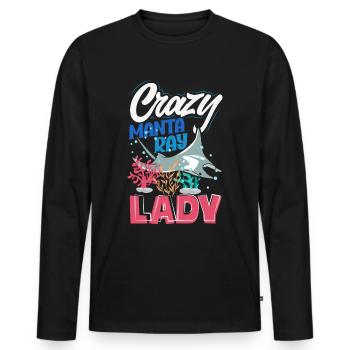Ocean Animal Diving Stingray Mantarochen - Männer Premium Bio Langarmshirt - Schwarz - Vorne - Nico (187cm)