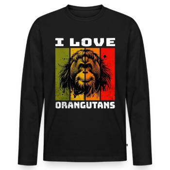 Borneo Orangutan Orang Utan - Männer Premium Bio Langarmshirt - Schwarz - Vorne - Nico (187cm)
