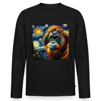 Borneo Orang Utan Starry Night - Männer Premium Bio Langarmshirt - Schwarz - Vorne - Nico (187cm)