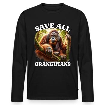 Orangutan - Men's Premium Organic Long Sleeve Shirt - black - Front - Nico (187cm)