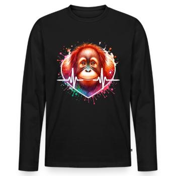 Orangutan ECG - Men's Premium Organic Long Sleeve Shirt - black - Front - Nico (187cm)