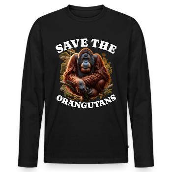 Save Orangutan - Men's Premium Organic Long Sleeve Shirt - black - Front - Nico (187cm)