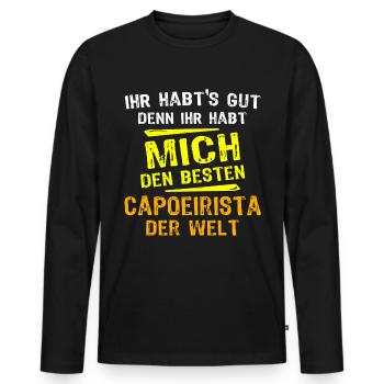 Cadeau Capoeirista - T-shirt manches longues Premium bio Homme - noir - Devant - Nico (187cm)