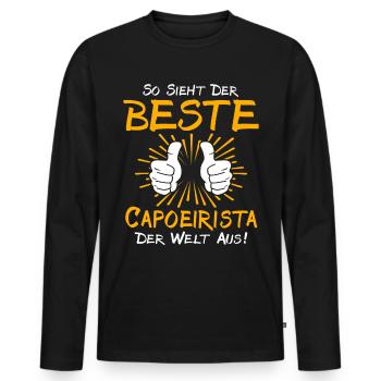 Idée cadeau Capoeirista - T-shirt manches longues Premium bio Homme - noir - Devant - Nico (187cm)
