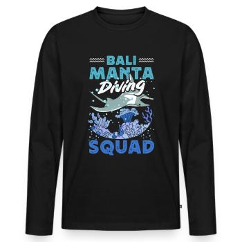 Ocean Animal Diving Stingray Mantarochen - Männer Premium Bio Langarmshirt - Schwarz - Vorne - Nico (187cm)