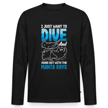 Ocean Animal Diving Stingray Mantarochen - Männer Premium Bio Langarmshirt - Schwarz - Vorne - Nico (187cm)