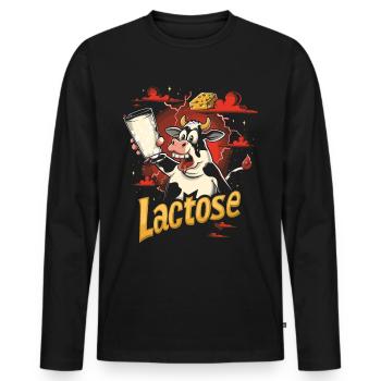 Tolérant au lactose ou intolérant au lactose - T-shirt manches longues Premium bio Homme - noir - Devant - Nico (187cm)
