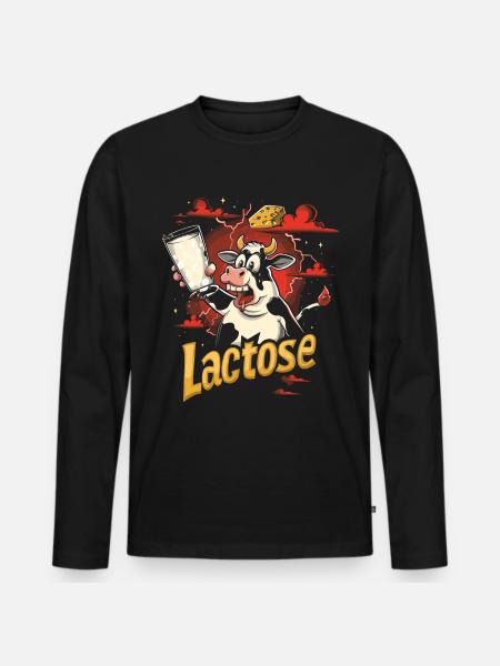 Laktosetolerant Oder Laktoseintolerant - Männer Premium Bio Langarmshirt - Schwarz