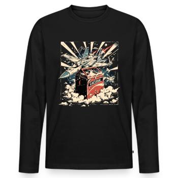 Tolérant au lactose ou intolérant au lactose - T-shirt manches longues Premium bio Homme - noir - Devant - Nico (187cm)