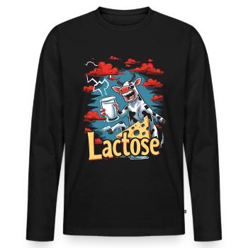 Lactose tolerant or lactose intolerant - Men's Premium Organic Long Sleeve Shirt - black - Front - Nico (187cm)