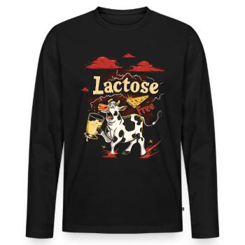 Tolérant au lactose ou intolérant au lactose - T-shirt manches longues Premium bio Homme - noir - Devant - Nico (187cm)
