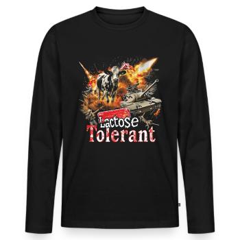 Lactose tolerant or lactose intolerant - Men's Premium Organic Long Sleeve Shirt - black - Front - Nico (187cm)