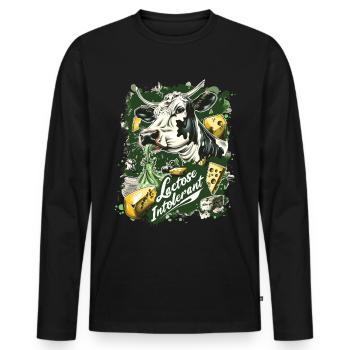 Tolérant au lactose ou intolérant au lactose - T-shirt manches longues Premium bio Homme - noir - Devant - Nico (187cm)