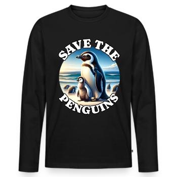 Pinguin - Männer Premium Bio Langarmshirt - Schwarz - Vorne - Nico (187cm)