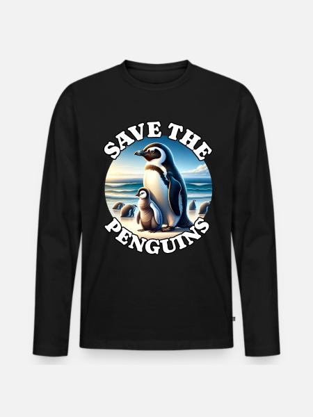 Pinguin - Männer Premium Bio Langarmshirt - Schwarz