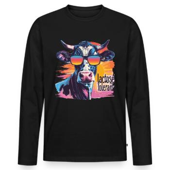 Tolérant au lactose ou intolérant au lactose - T-shirt manches longues Premium bio Homme - noir - Devant - Nico (187cm)