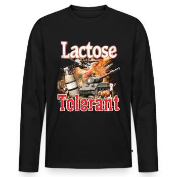 Lactose tolerant or lactose intolerant - Men's Premium Organic Long Sleeve Shirt - black - Front - Nico (187cm)