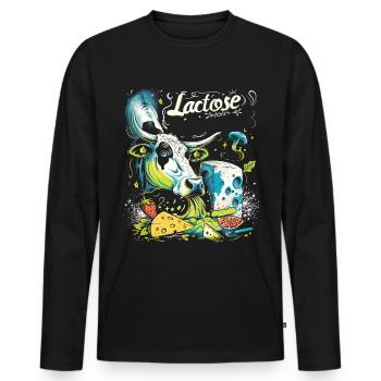 Tolérant au lactose ou intolérant au lactose - T-shirt manches longues Premium bio Homme - noir - Devant - Nico (187cm)