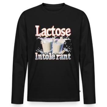 Tolérant au lactose ou intolérant au lactose - T-shirt manches longues Premium bio Homme - noir - Devant - Nico (187cm)