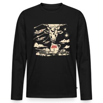 Lactose tolerant or lactose intolerant - Men's Premium Organic Long Sleeve Shirt - black - Front - Nico (187cm)