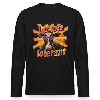 Lactose tolerant or lactose intolerant - Men's Premium Organic Long Sleeve Shirt - black - Front - Nico (187cm)