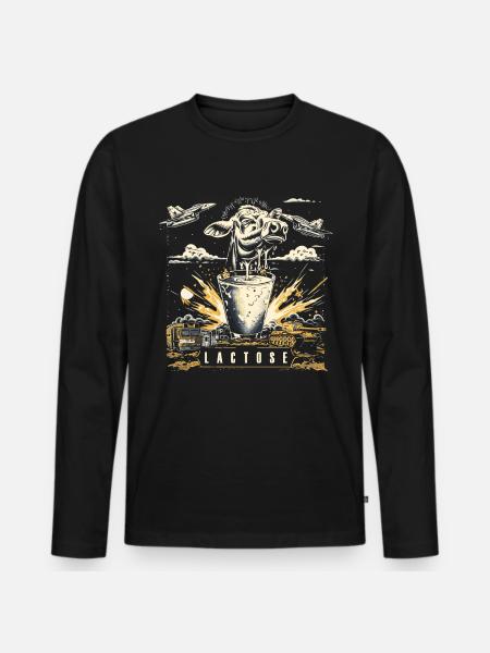 Laktosetolerant Oder Laktoseintolerant - Männer Premium Bio Langarmshirt - Schwarz