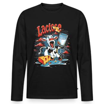 Tolérant au lactose ou intolérant au lactose - T-shirt manches longues Premium bio Homme - noir - Devant - Nico (187cm)