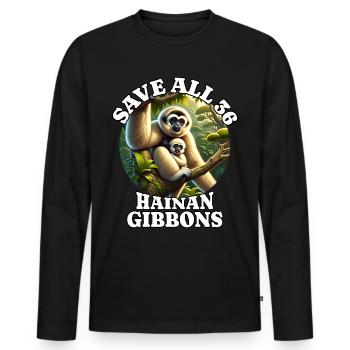 Gibbon Save Crested Gibbon - Men's Premium Organic Long Sleeve Shirt - black - Front - Nico (187cm)