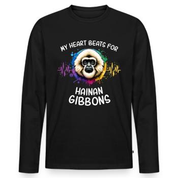 Schopfgibbon Herzlinie - Männer Premium Bio Langarmshirt - Schwarz - Vorne - Nico (187cm)