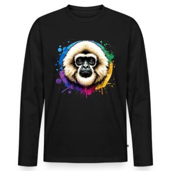 Gibon à crête - T-shirt manches longues Premium bio Homme - noir - Devant - Nico (187cm)